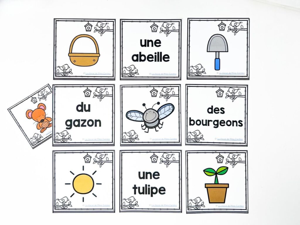 French vocabulary game called bug under the rug, or petite souris où es-tu?