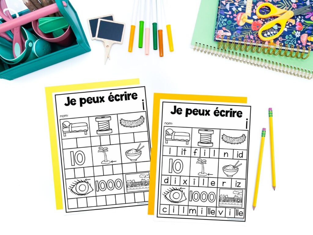 Science of reading activity in French to work on writing words. French orthographic mapping
