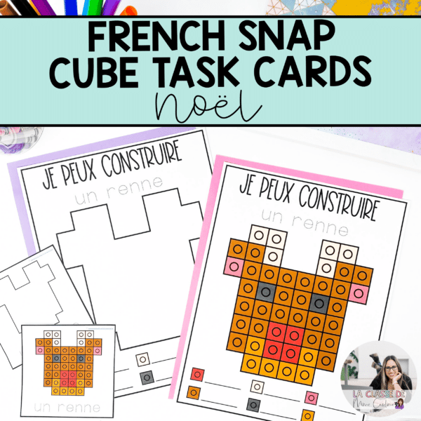 French snap cube math centre for kindergarten