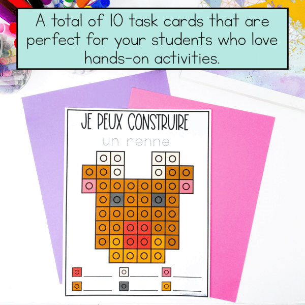 French snap cube task cards for kindergarten
