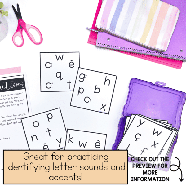 French letter sounds game for kindergarten and grade 1