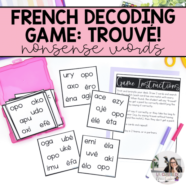 French decoding game to practice reading letter sounds and nonsense words