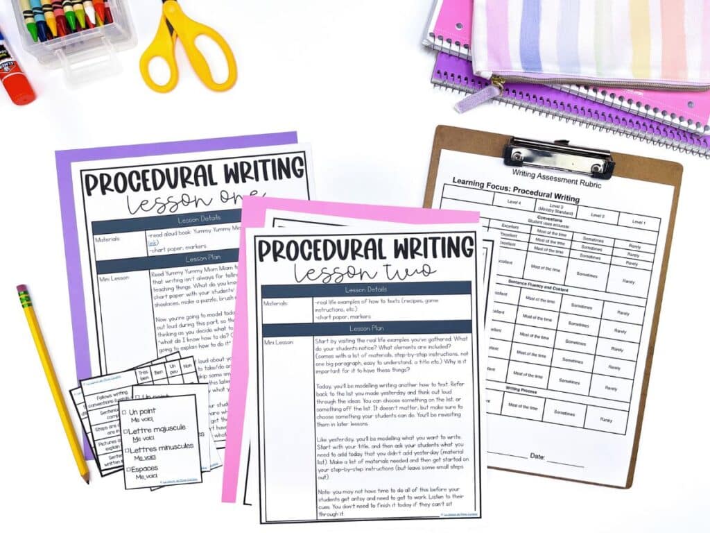 French writer's workshop lesson plans for procedural writing