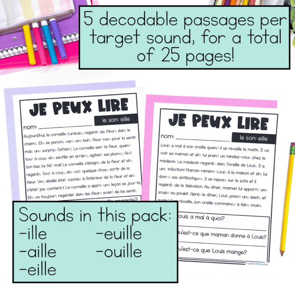 French decodable readers with comprehension questions