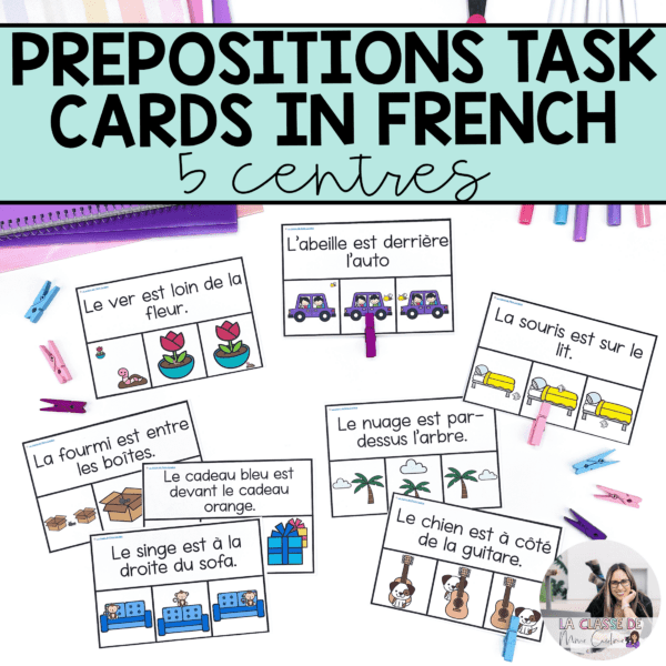 French prepositions task cards