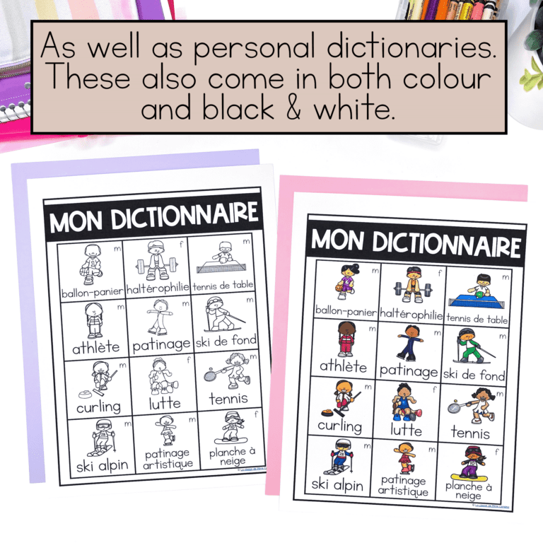 French Sports Vocabulary Word Wall Cards | Cartes de vocabulaire les ...