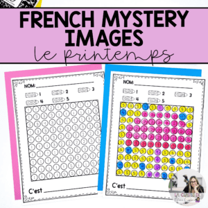 French colour by code activity with mystery pictures