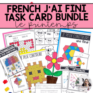 French task card bundle with spring activities for early finishers and morning bins