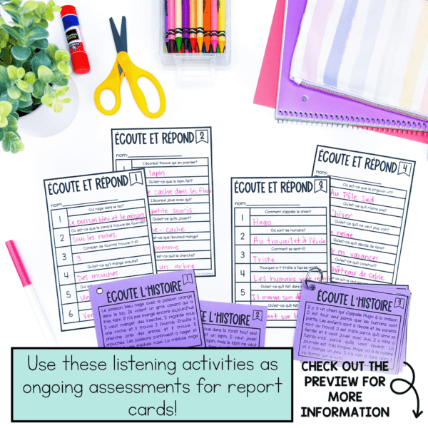 French listening passages for french immersion with comprehension questions