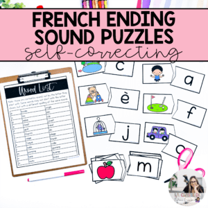 French ending sound puzzles for phonological awareness with word list