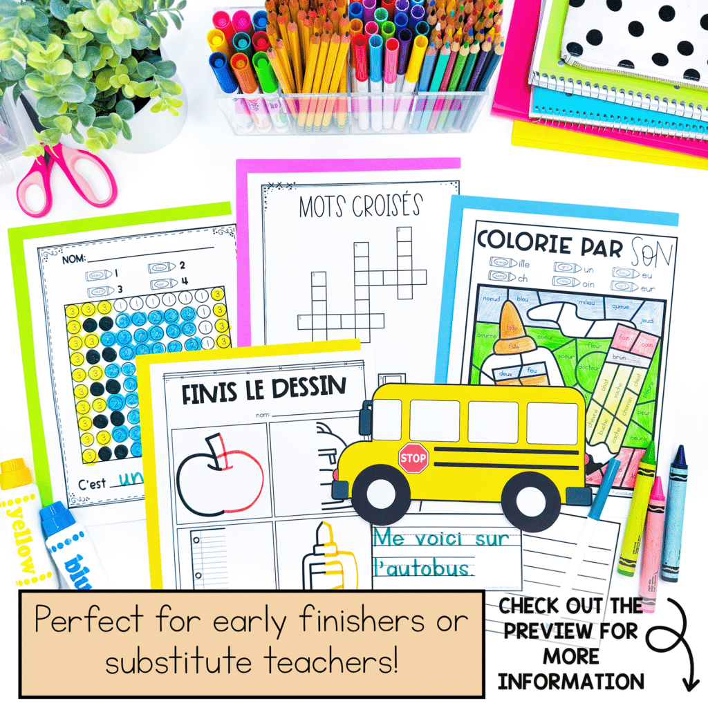 French Back to School Activities for Early Finishers | J'ai fini ...