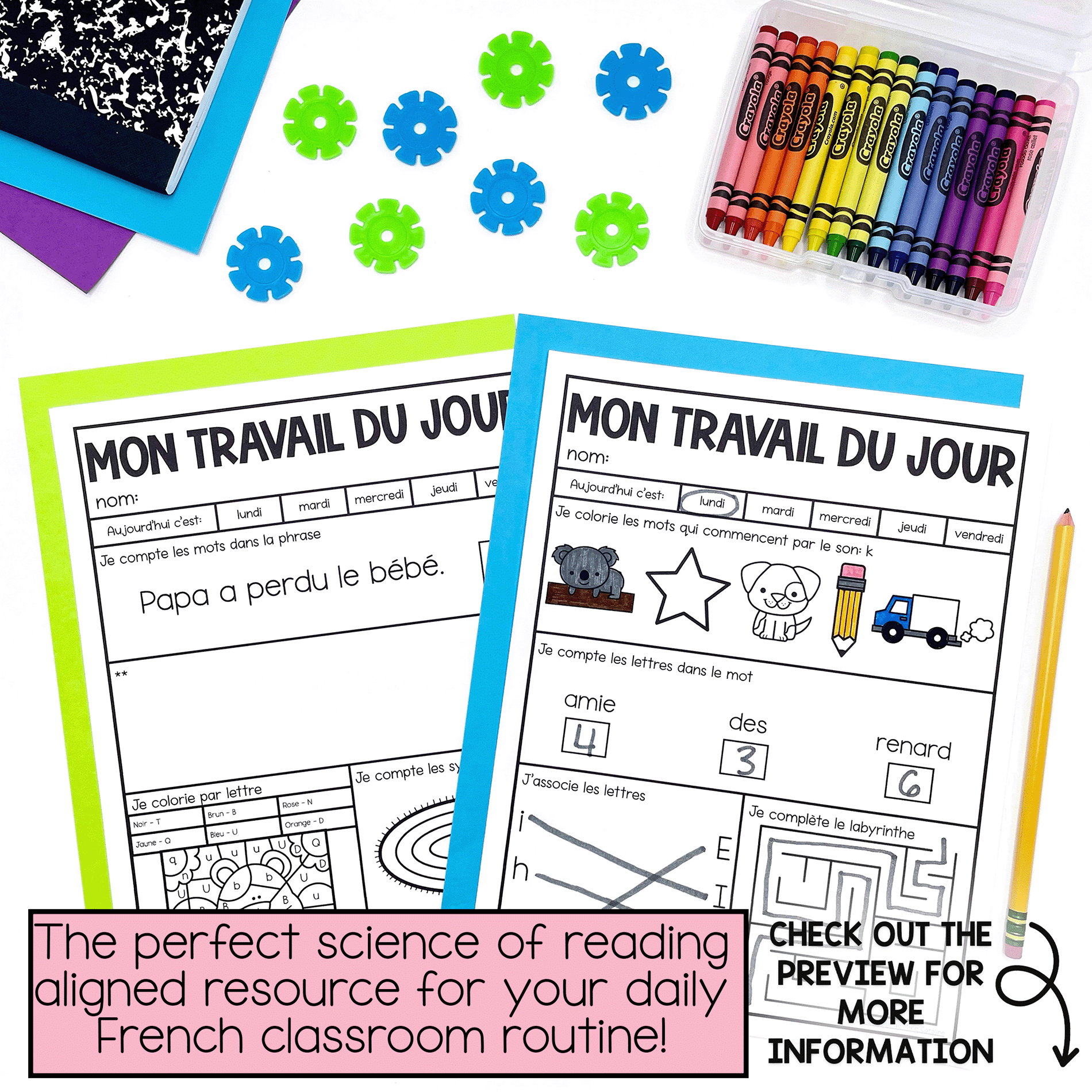 French morning work for primary