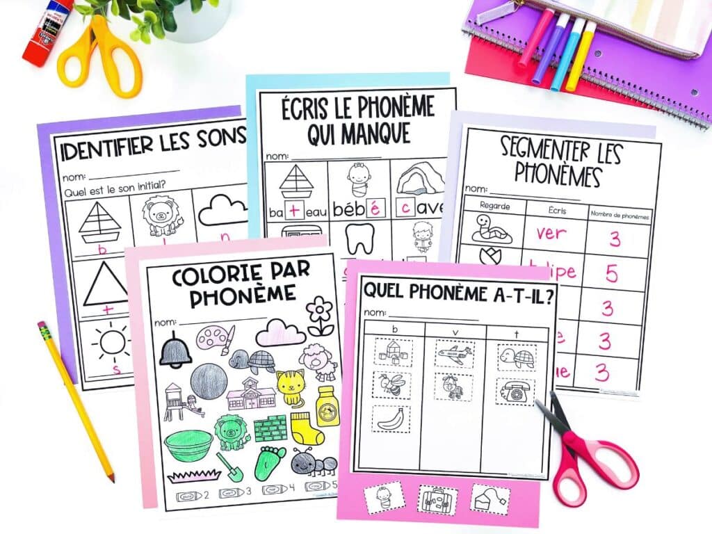 Phoneme segmentation activities help develop French phonemic awareness.