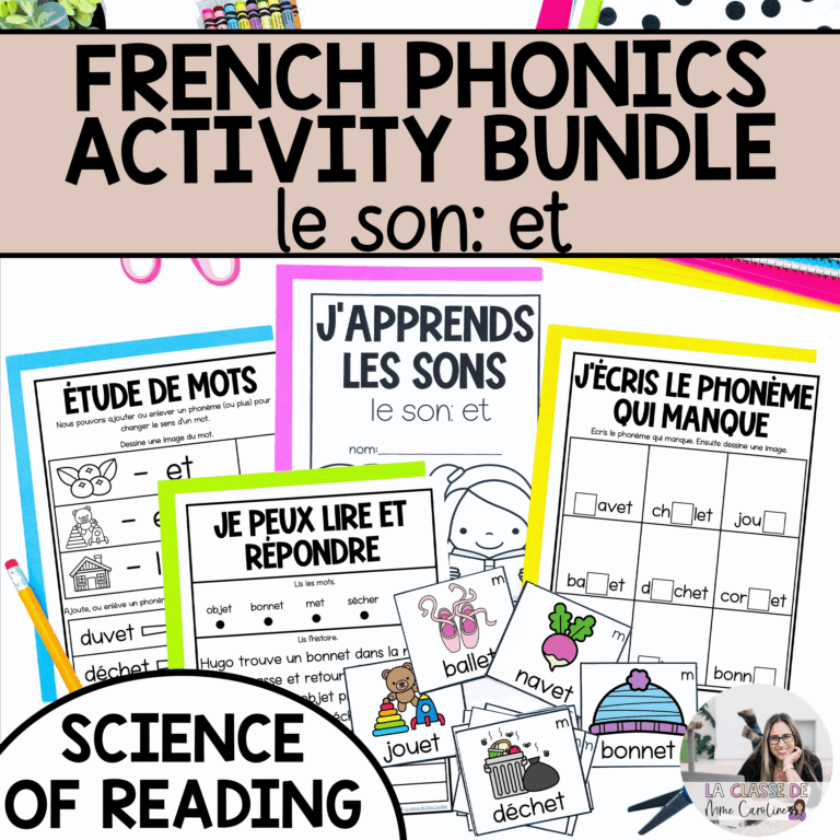 French phonics worksheets and activities for et