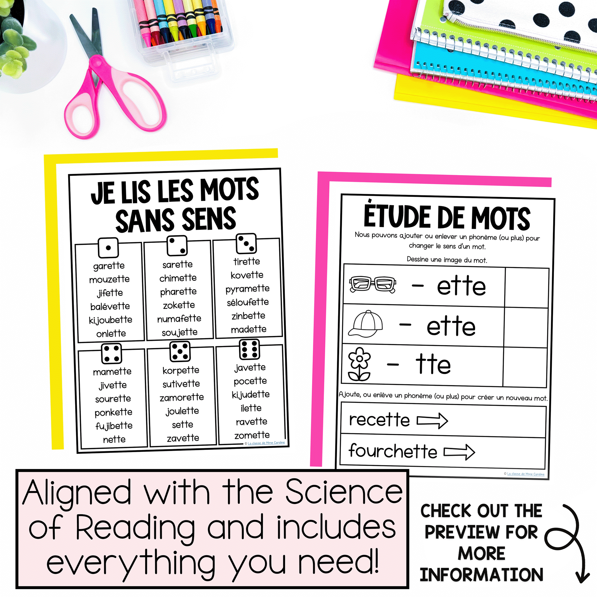Science of Reading activities in French to help kids learn to read