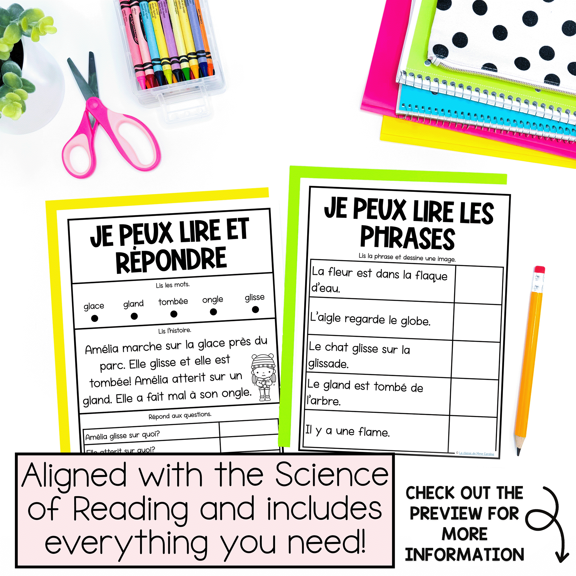 French SOR activities for the consonant blends fl gl