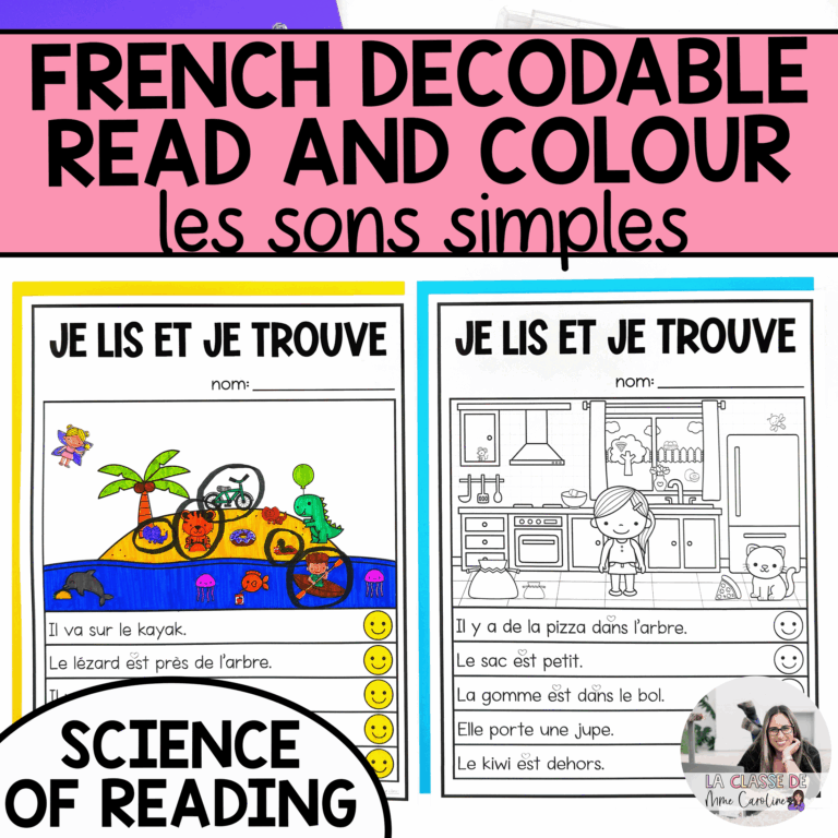 Decodable French read and colour activity
