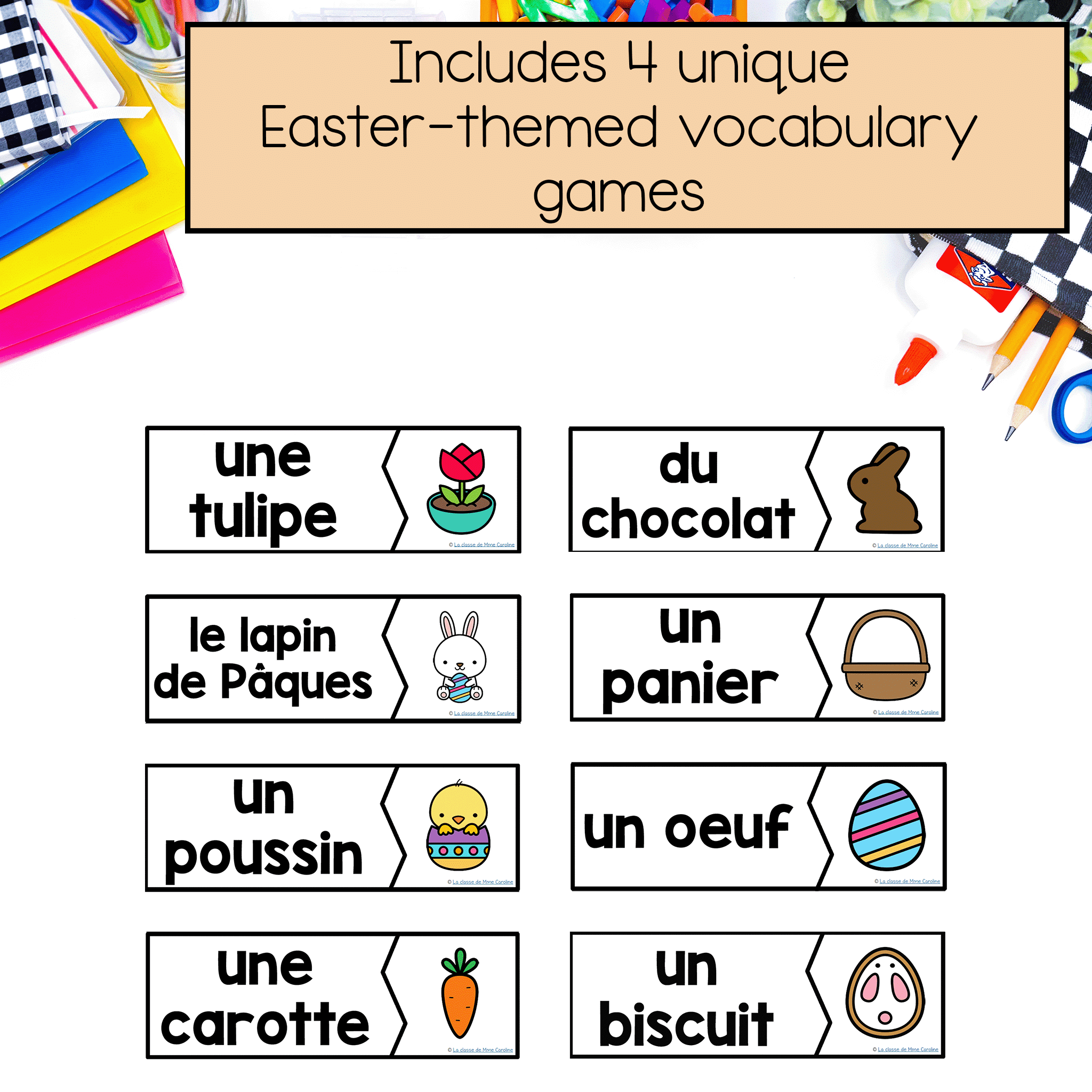 4 different Easter vocabulary games are included in this resource