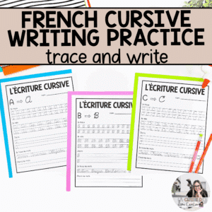 French cursive writing practice worksheets