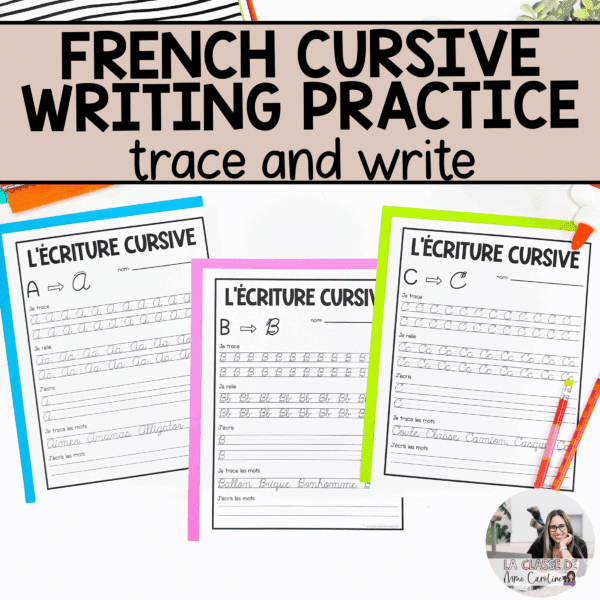 French Cursive Writing Practice | Exercices d'Écriture Cursive - La ...