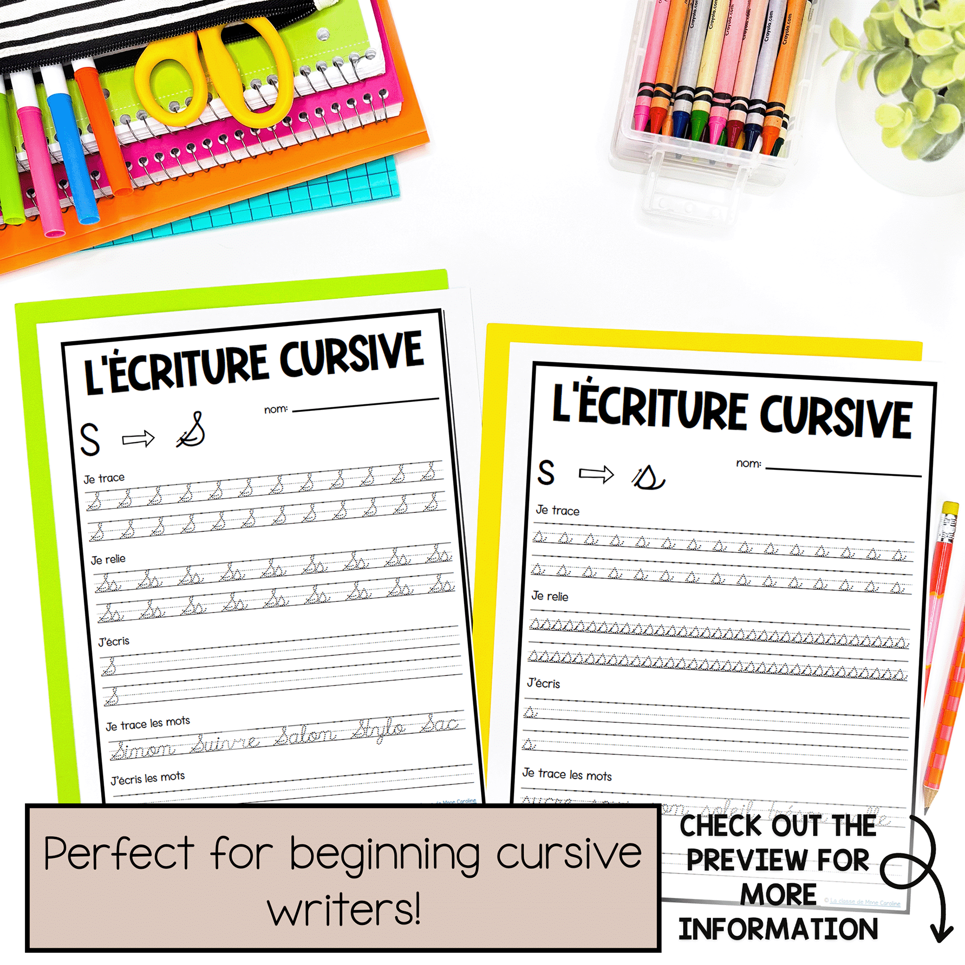 worksheets are perfect for beginning cursive writers
