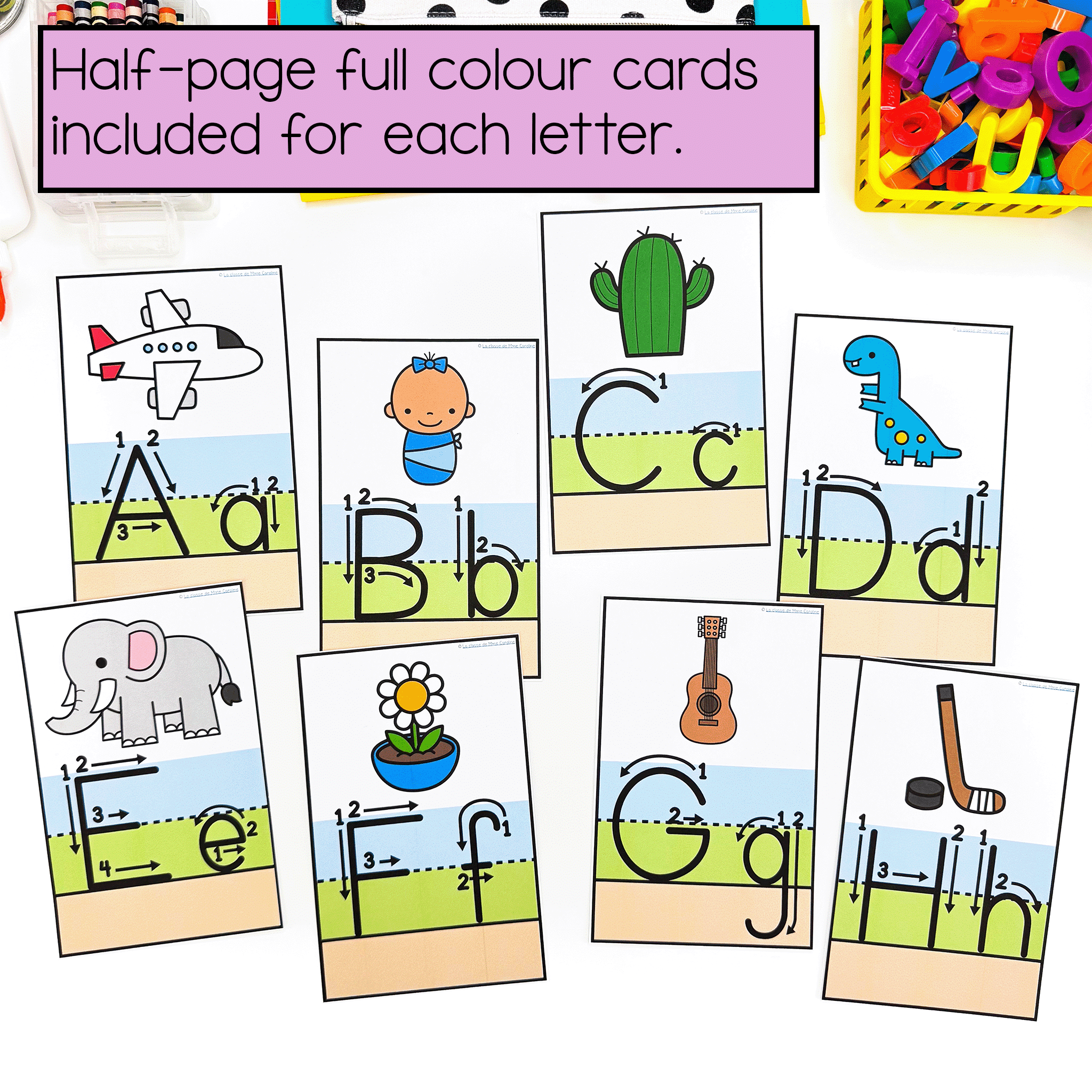 full colour half-page size alphabet posters